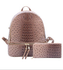 OS1062 Ostrich Crocodile Backpack and Wallet Set - MiMi Wholesale