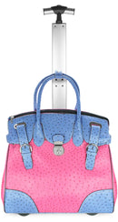 OS2668FW Four Wheel Two Tone Ostrich Rolling Luggage Bag - MiMi Wholesale
