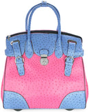 OS2668FW Four Wheel Two Tone Ostrich Rolling Luggage Bag - MiMi Wholesale