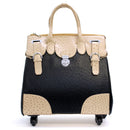 OS2668FW Four Wheel Two Tone Ostrich Rolling Luggage Bag - MiMi Wholesale