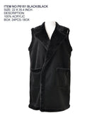 P6161 Kristina Faux Fur Trim Vest With Pockets - MiMi Wholesale