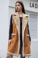 P6161 Kristina Faux Fur Trim Vest With Pockets - MiMi Wholesale