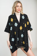 P6208 Flower Print Knit Kimono - MiMi Wholesale