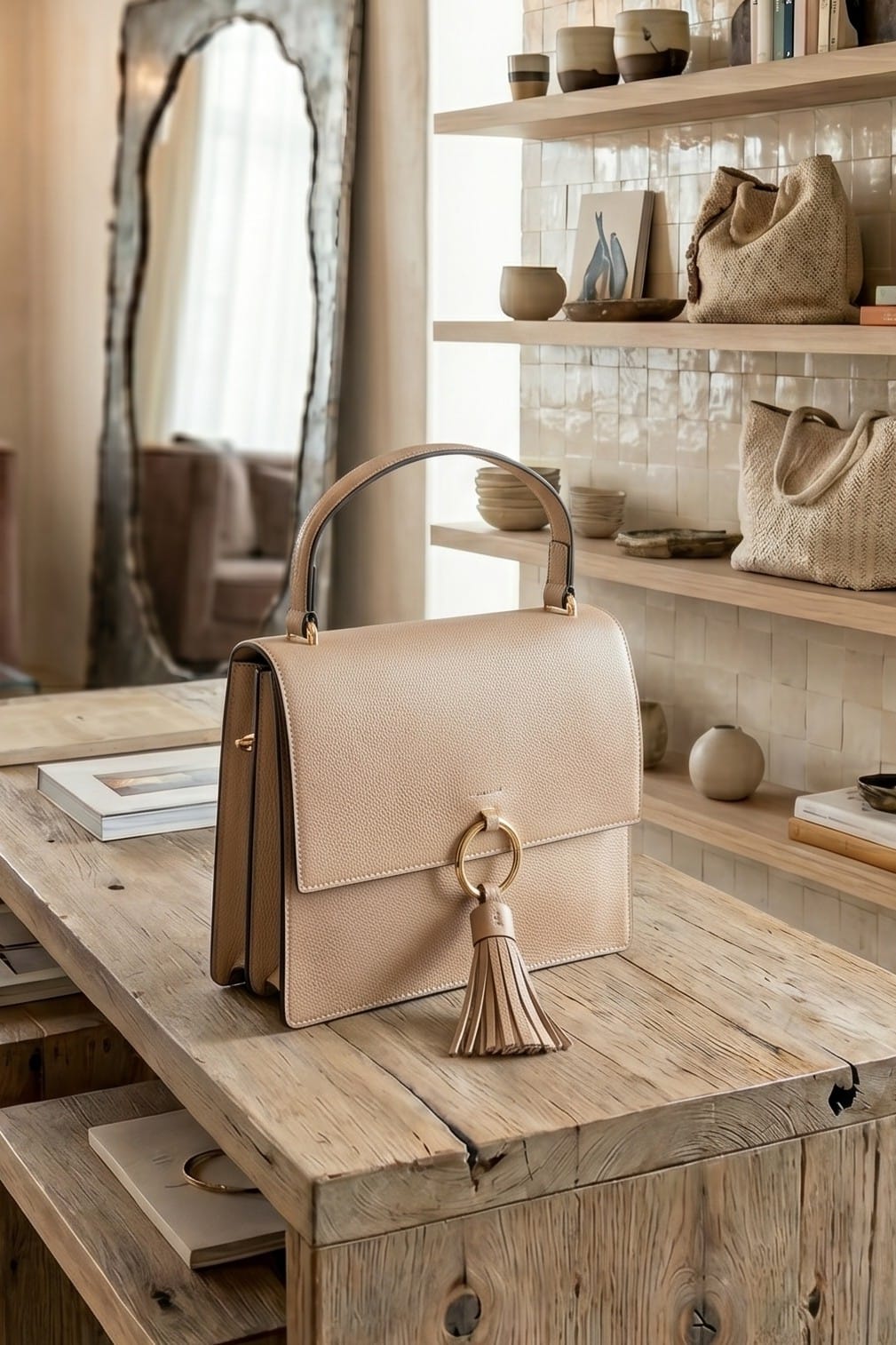 PB704 Fashion Ring Tassel Flap Crossbody Satchel Bag - MiMi Wholesale