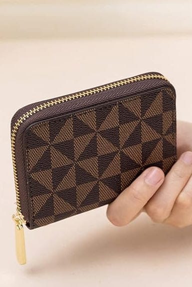 PM025 Two Tone Triangle Pattern Accordion Bi - fold Wallet - MiMi Wholesale