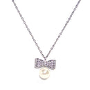 PN1005 Vanessa Bow Pearl Necklace - MiMi Wholesale