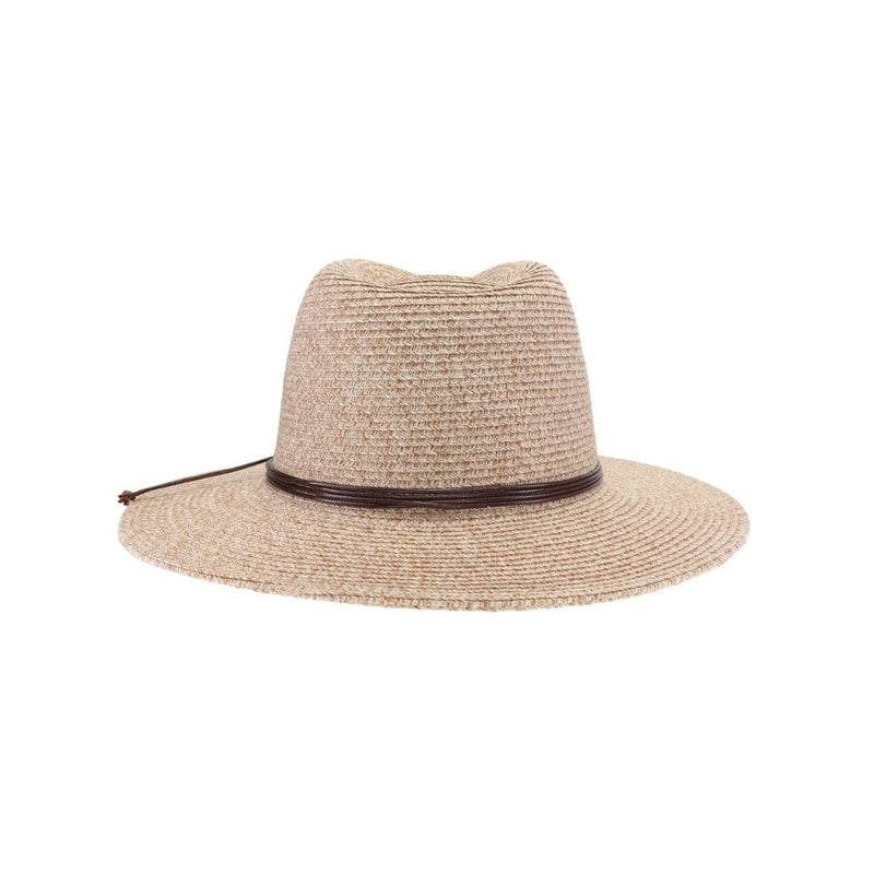 PNH0044 Charlie Two Tone Leather Cord Straw Panama Hat - MiMi Wholesale