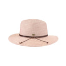 PNH0044 Charlie Two Tone Leather Cord Straw Panama Hat - MiMi Wholesale