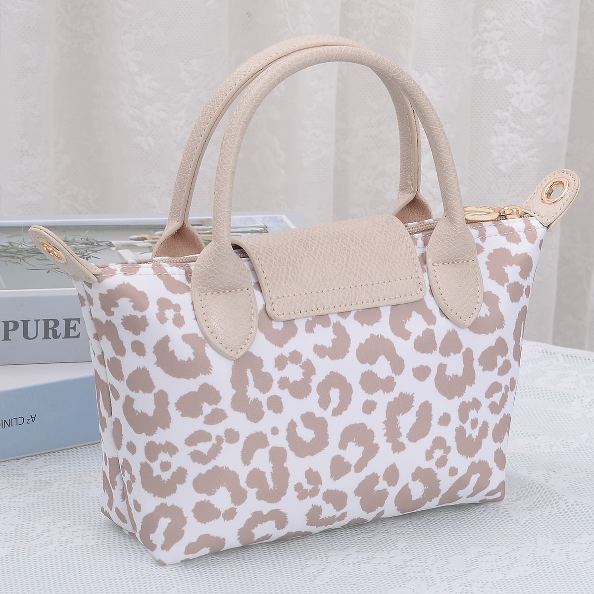 PP782 Amber Fashion Print Nylon Double Handle Crossbody Bag - MiMi Wholesale