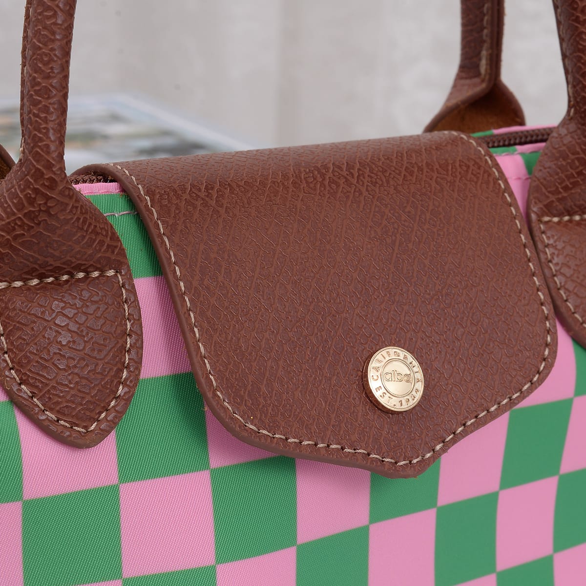 PP782 Amber Fashion Print Nylon Double Handle Crossbody Bag - MiMi Wholesale