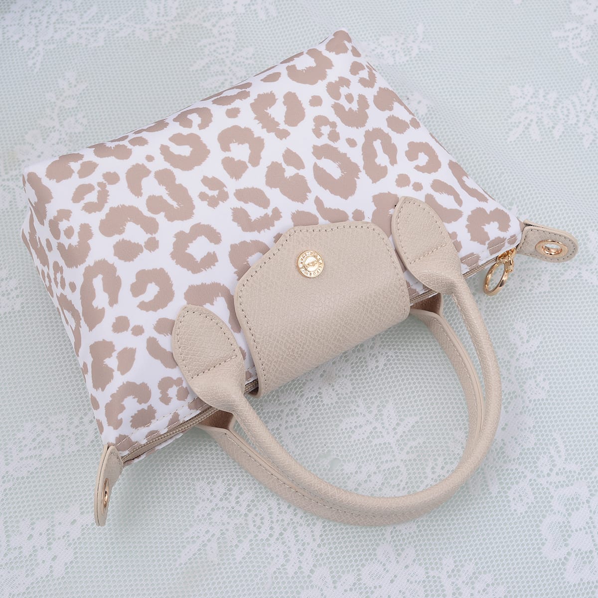 PP782 Amber Fashion Print Nylon Double Handle Crossbody Bag - MiMi Wholesale