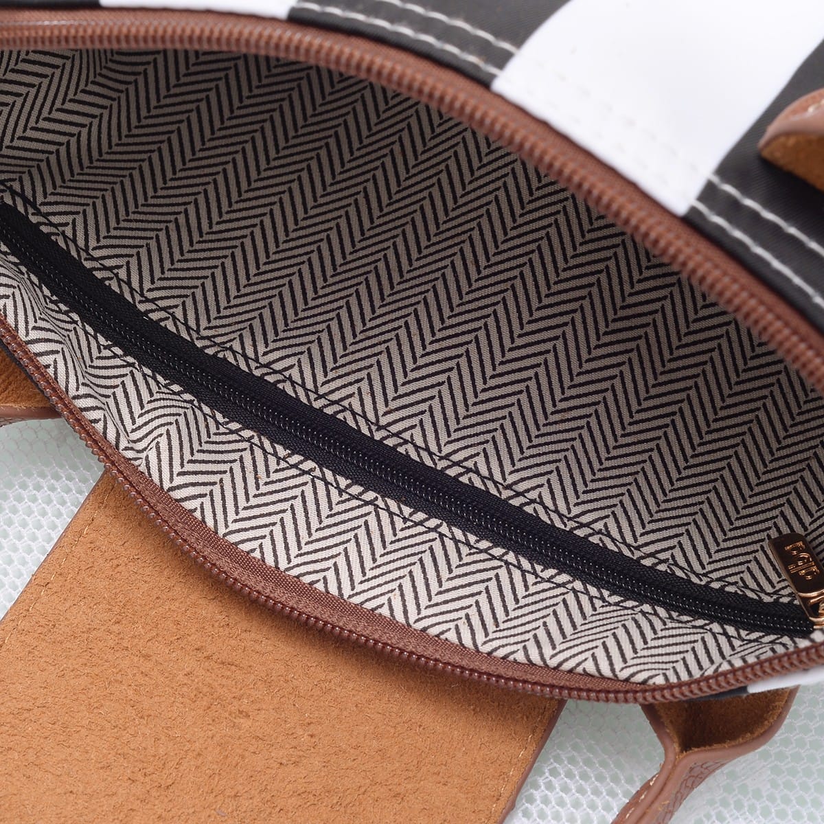 PP782S Riley Striped Nylon Double Handle Crossbody Bag - MiMi Wholesale