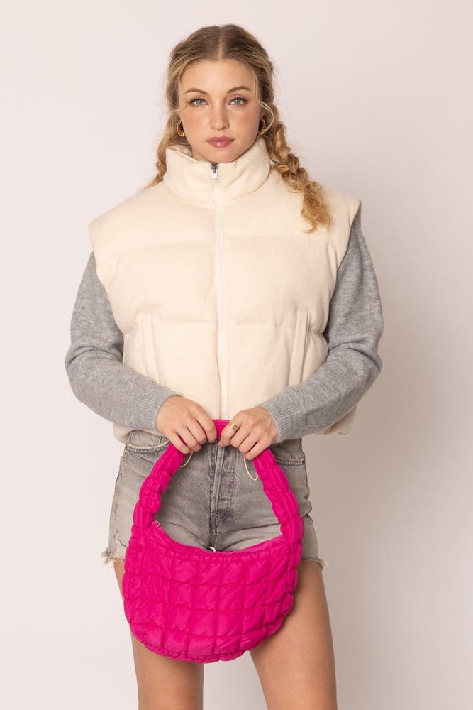 QBS320124 Nelly Small Quilted Puffer Tote Bag - MiMi Wholesale