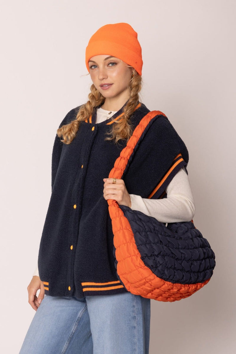 QBS420003 College Colors Large Quilted Puffer Bag - MiMi Wholesale