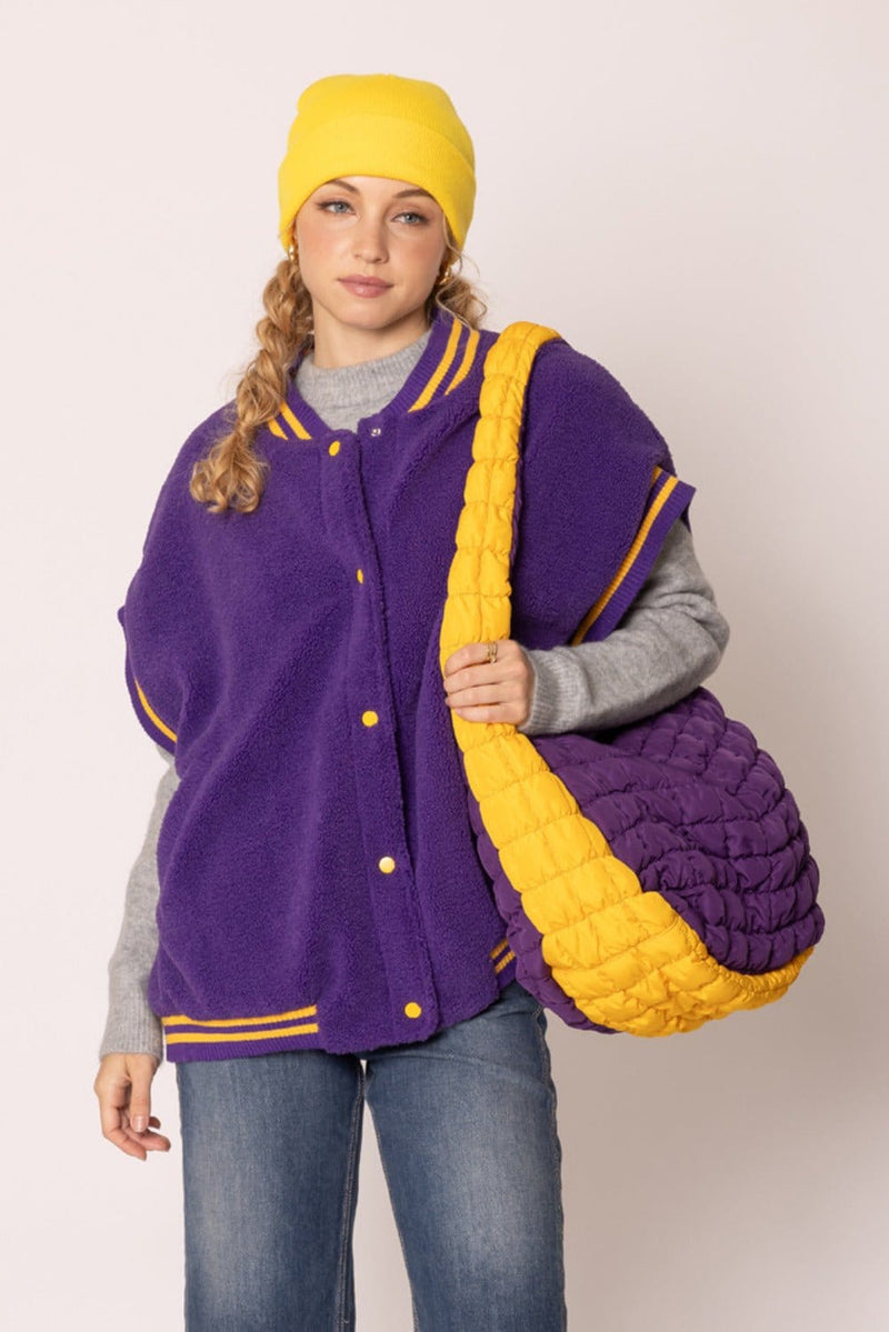 QBS420003 College Colors Large Quilted Puffer Bag - MiMi Wholesale