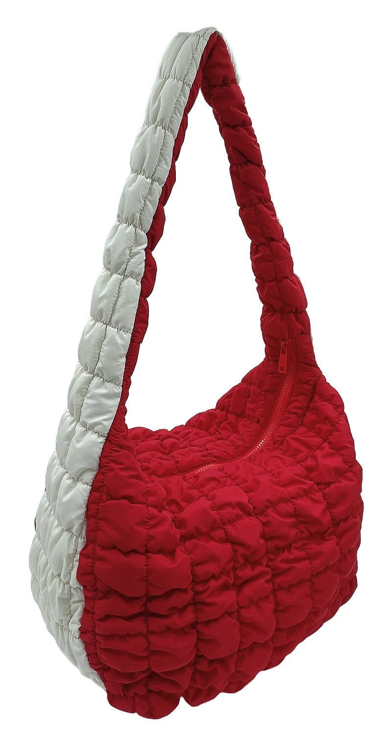 QBS420003 College Colors Large Quilted Puffer Bag - MiMi Wholesale