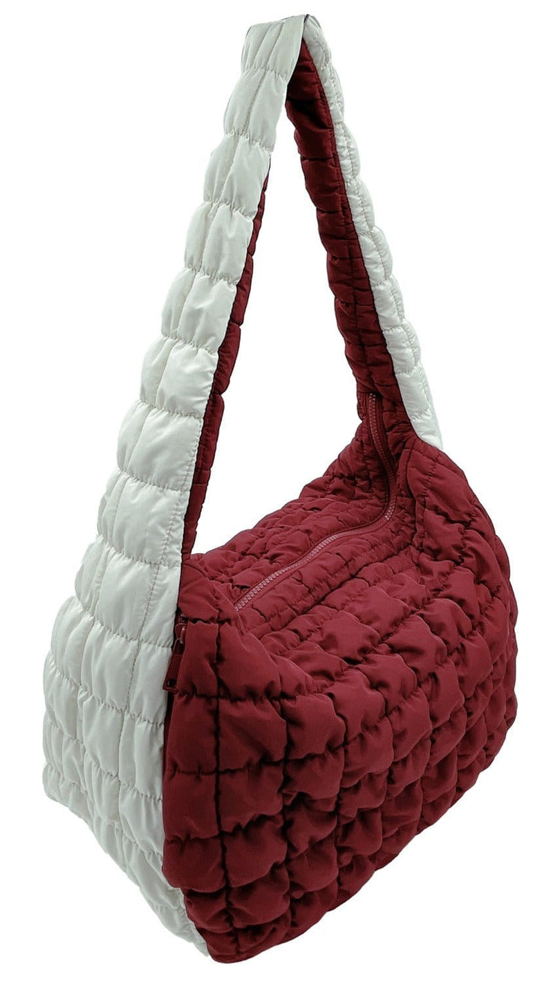 QBS420003 College Colors Large Quilted Puffer Bag - MiMi Wholesale