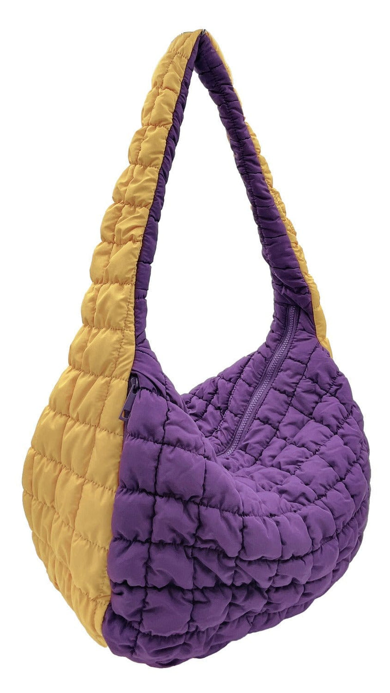 QBS420003 College Colors Large Quilted Puffer Bag - MiMi Wholesale