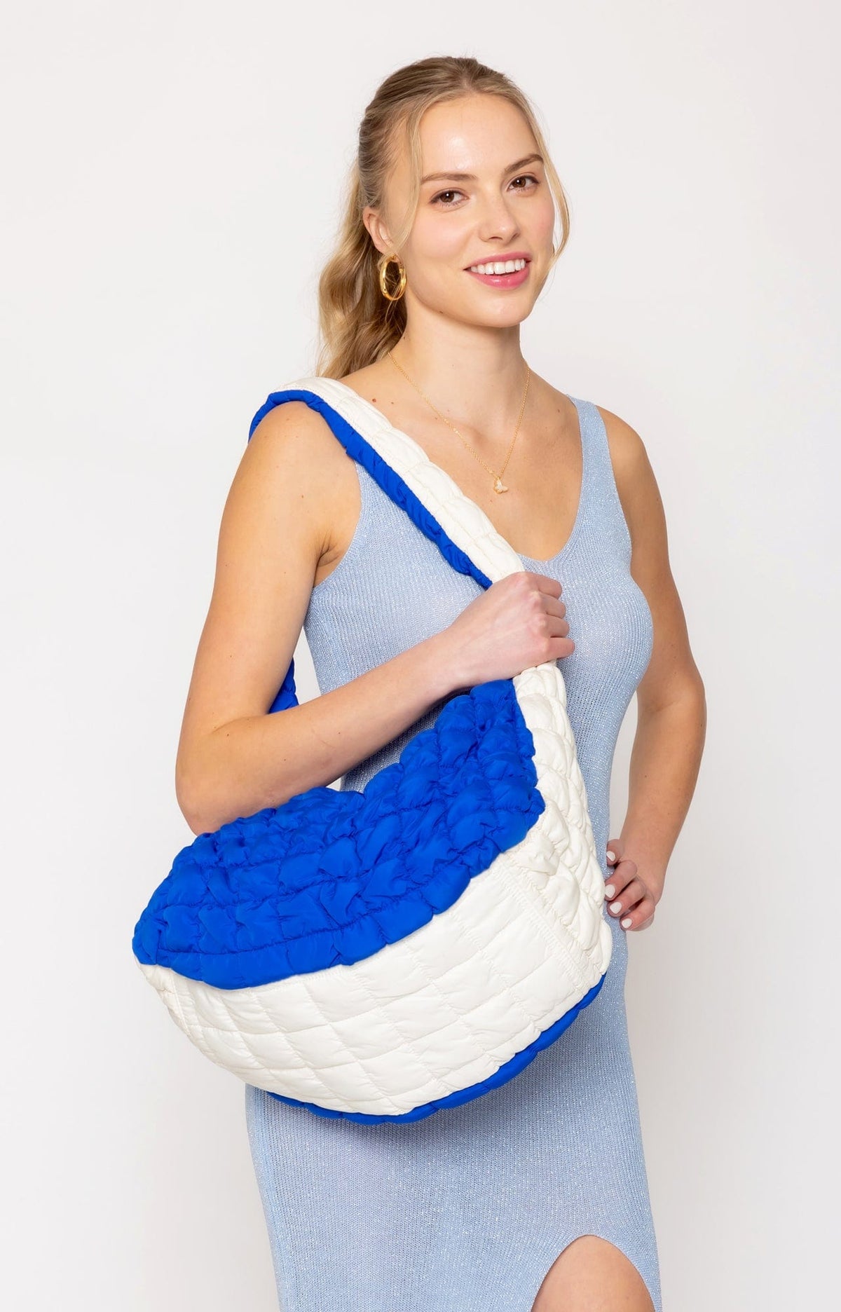 QBS420003 College Colors Large Quilted Puffer Bag - MiMi Wholesale