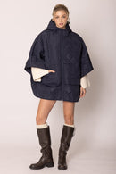 QCM420014 Quilted Puffer Zip Poncho - MiMi Wholesale
