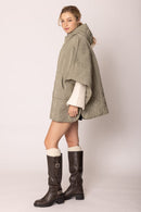 QCM420014 Quilted Puffer Zip Poncho - MiMi Wholesale