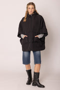 QCM420014 Quilted Puffer Zip Poncho - MiMi Wholesale