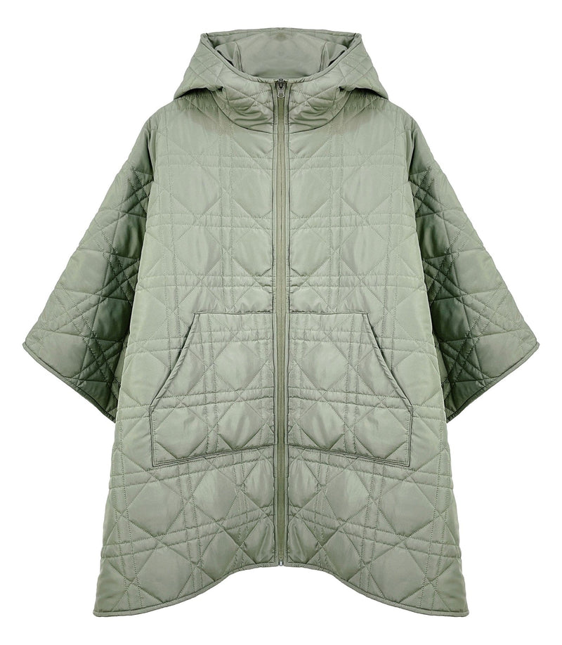 QCM420014 Quilted Puffer Zip Poncho - MiMi Wholesale
