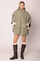 QCM420014 Quilted Puffer Zip Poncho - MiMi Wholesale