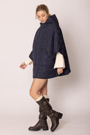 QCM420014 Quilted Puffer Zip Poncho - MiMi Wholesale