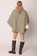 QCM420014 Quilted Puffer Zip Poncho - MiMi Wholesale