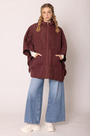 QCM420014 Quilted Puffer Zip Poncho - MiMi Wholesale