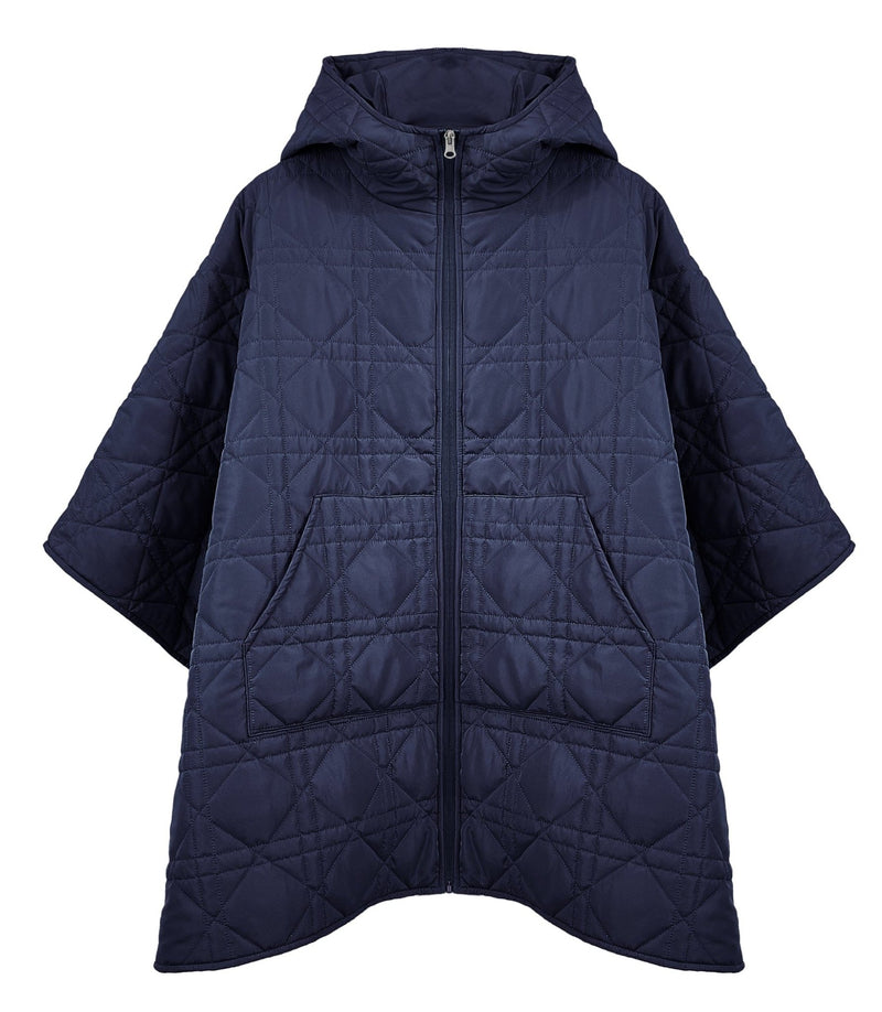 QCM420014 Quilted Puffer Zip Poncho - MiMi Wholesale