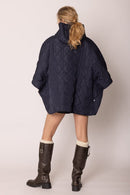 QCM420014 Quilted Puffer Zip Poncho - MiMi Wholesale