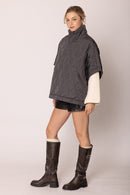 QCP420015 Quarter Zip Quilted Puffer Poncho - MiMi Wholesale
