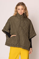 QCP420015 Quarter Zip Quilted Puffer Poncho - MiMi Wholesale