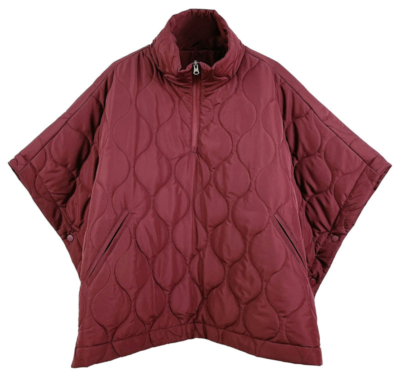 QCP420015 Quarter Zip Quilted Puffer Poncho - MiMi Wholesale