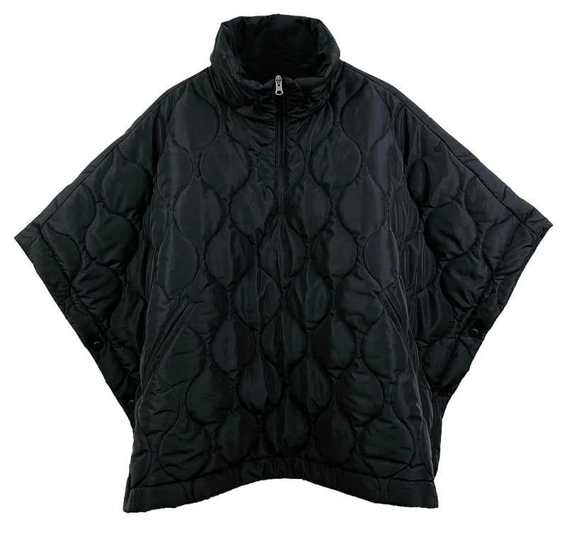 QCP420015 Quarter Zip Quilted Puffer Poncho - MiMi Wholesale