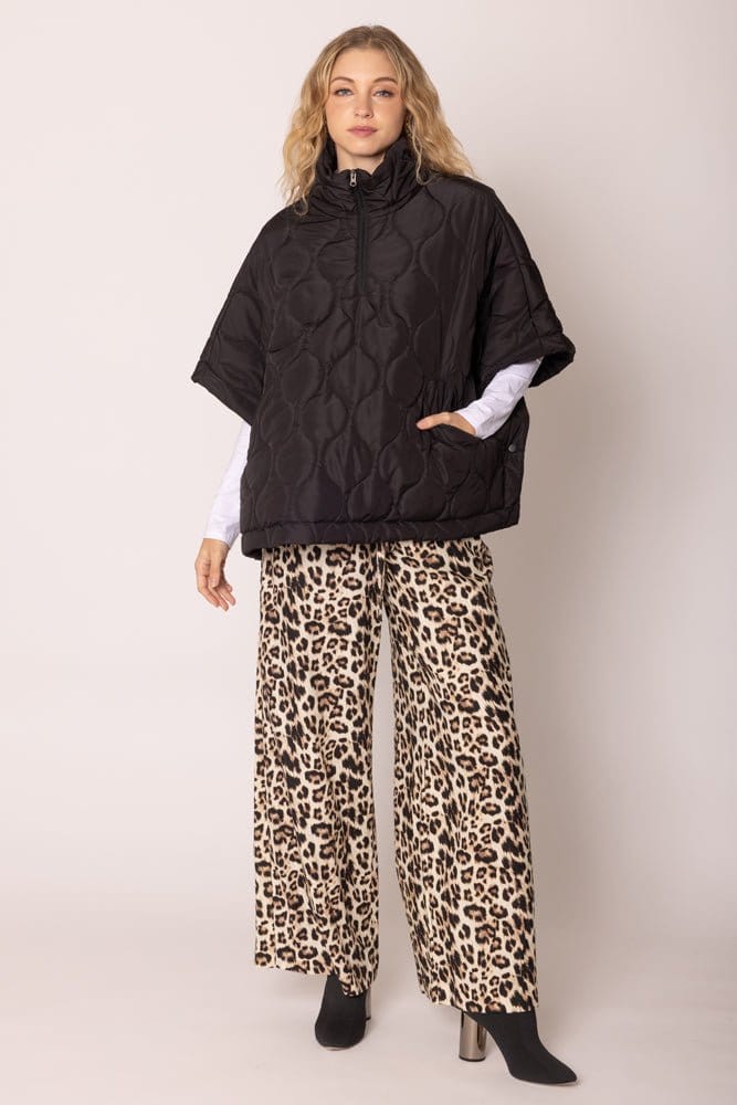 QCP420015 Quarter Zip Quilted Puffer Poncho - MiMi Wholesale