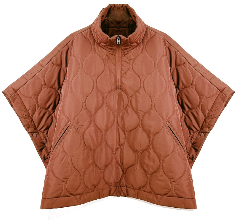 QCP420015 Quarter Zip Quilted Puffer Poncho - MiMi Wholesale