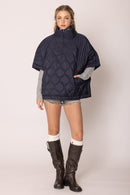 QCP420015 Quarter Zip Quilted Puffer Poncho - MiMi Wholesale