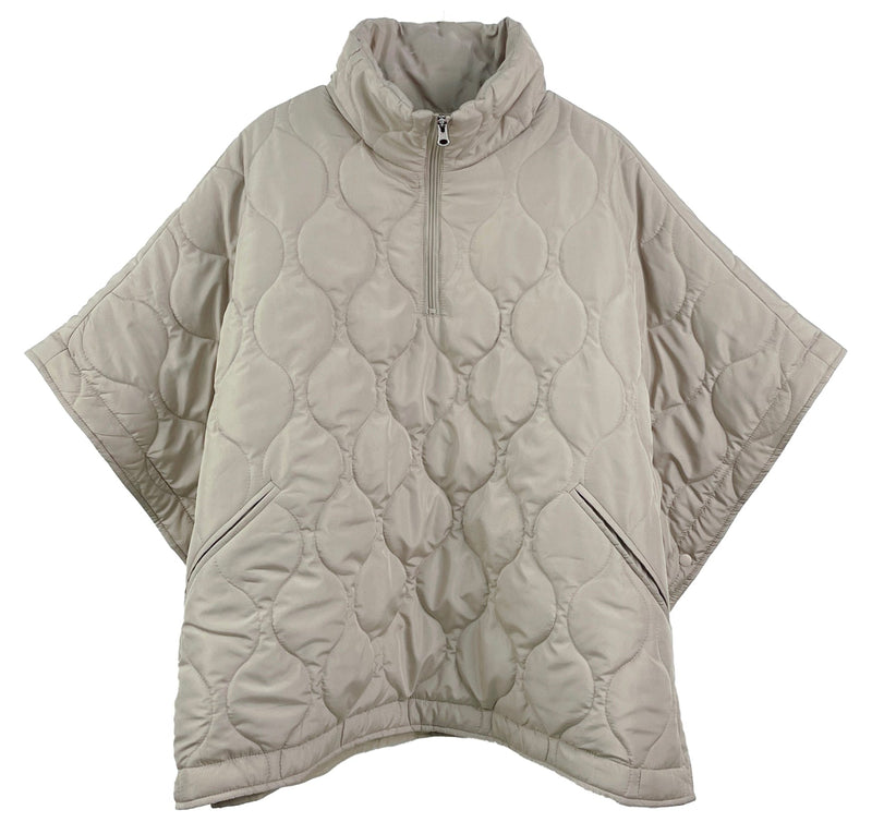 QCP420015 Quarter Zip Quilted Puffer Poncho - MiMi Wholesale