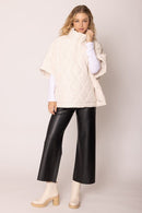 QCP420015 Quarter Zip Quilted Puffer Poncho - MiMi Wholesale