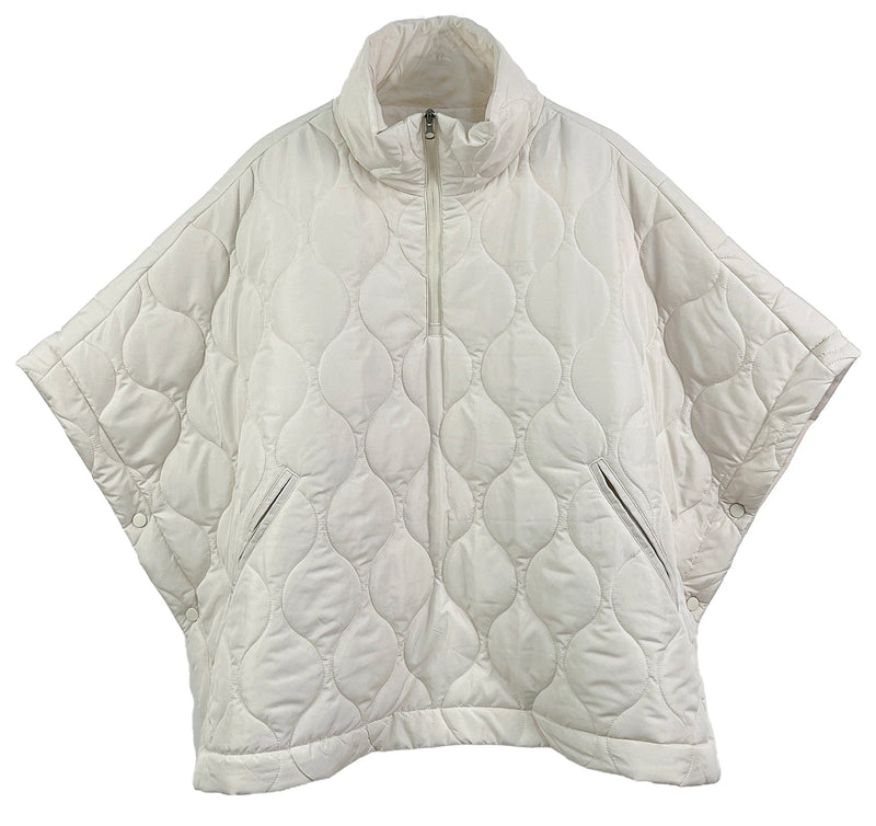 QCP420015 Quarter Zip Quilted Puffer Poncho - MiMi Wholesale