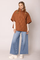 QCP420015 Quarter Zip Quilted Puffer Poncho - MiMi Wholesale