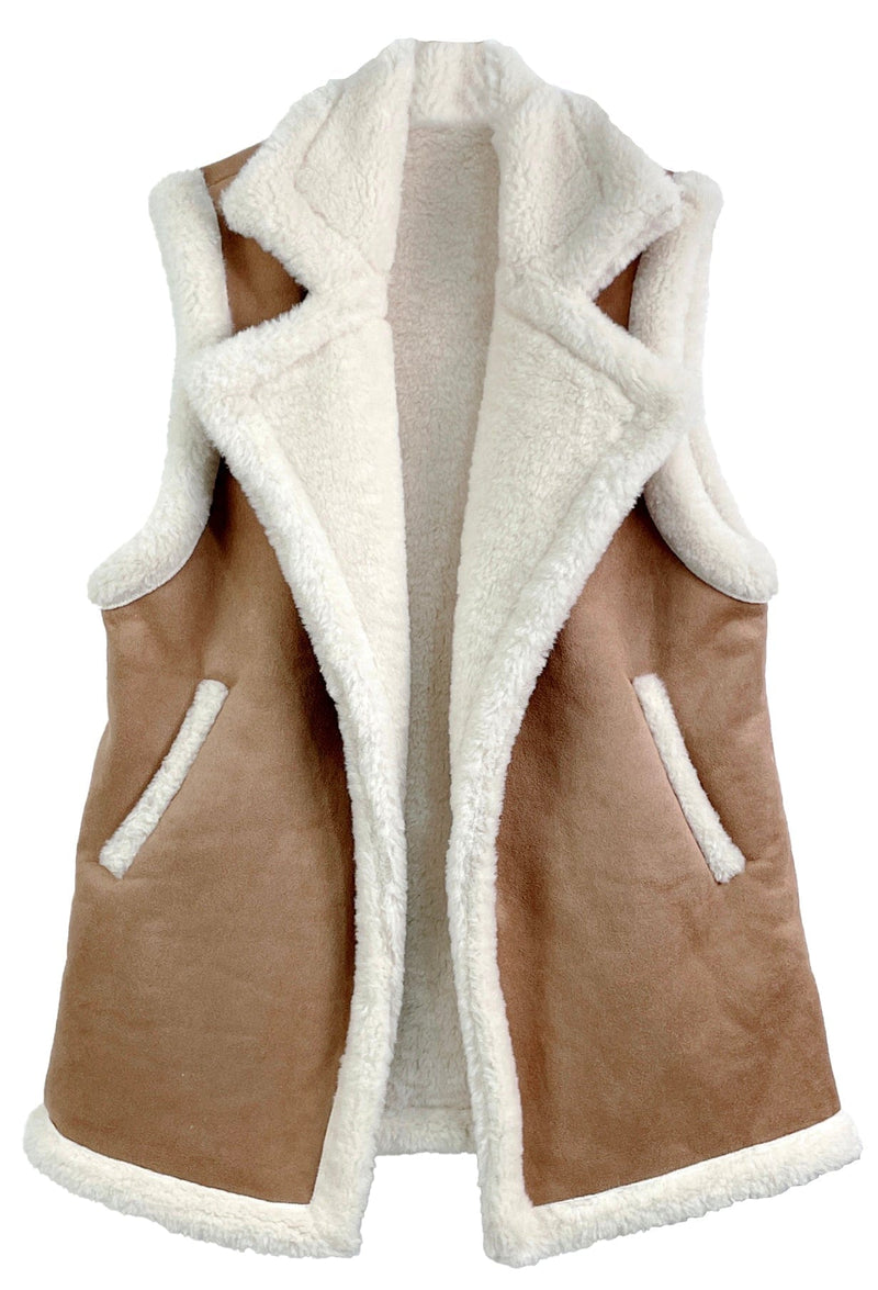 QCV420011 Faux Shearling and Suede Aviator Vest - MiMi Wholesale