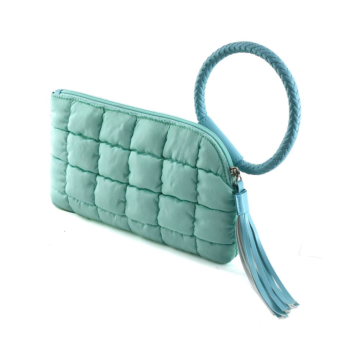 QP204 Quilted Puffer Wristlet/Clutch With Tassel - MiMi Wholesale
