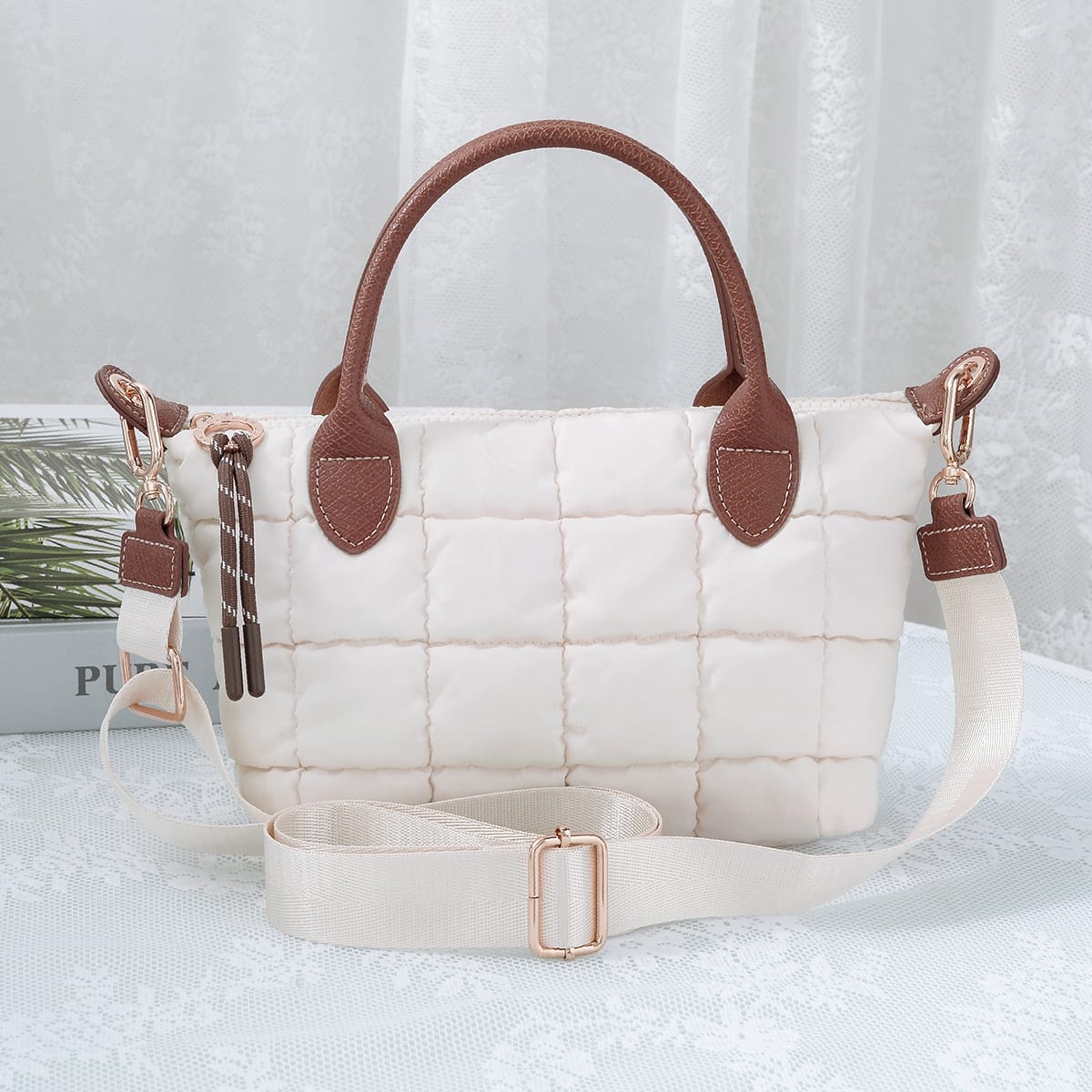 QP782 Quilted Puffer Satchel/Crossbody Bag - MiMi Wholesale