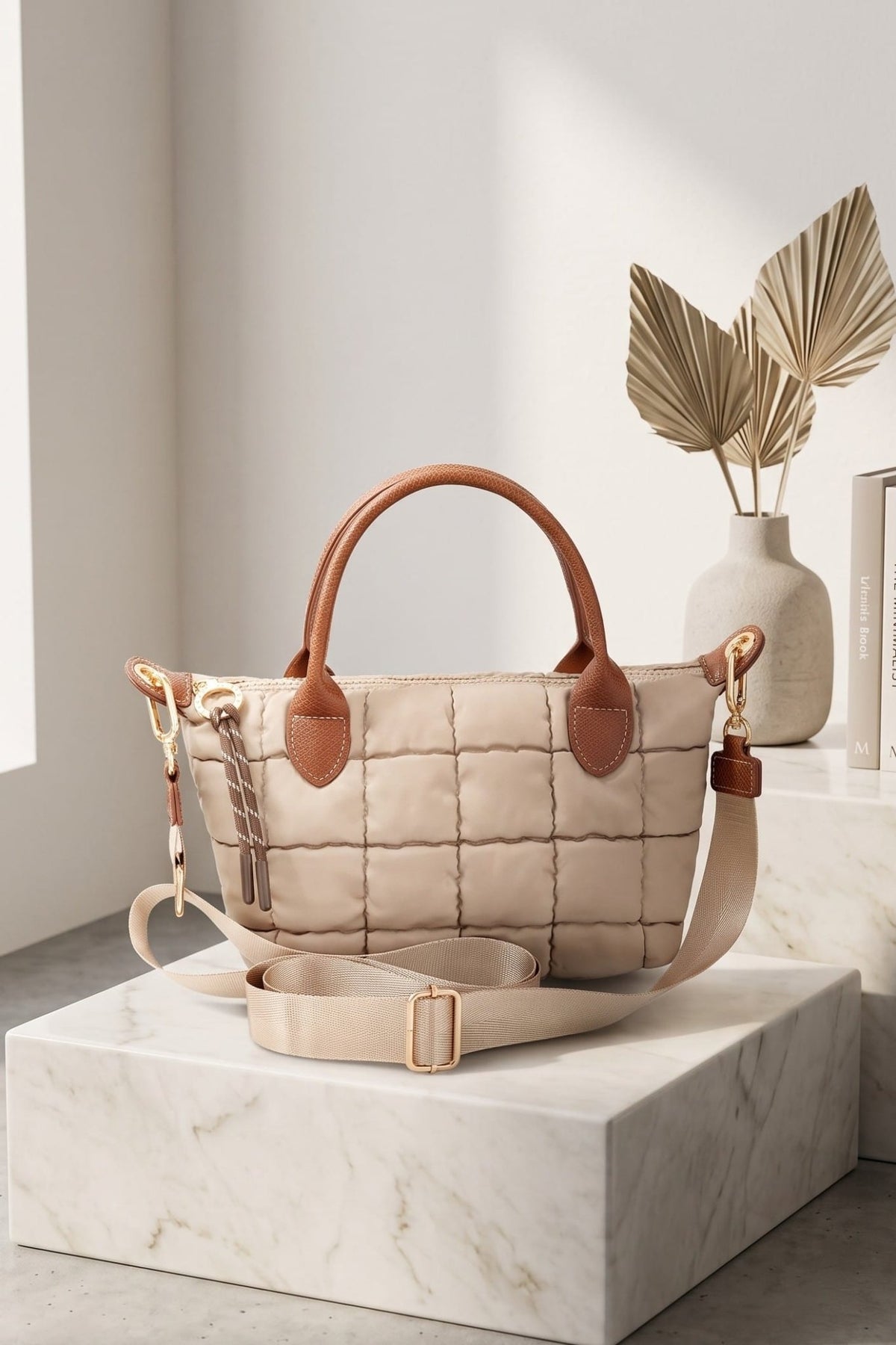 QP782 Quilted Puffer Satchel/Crossbody Bag - MiMi Wholesale