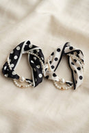 S5141 Polka Dot Print Pearl Silk Scarf Necklace - MiMi Wholesale