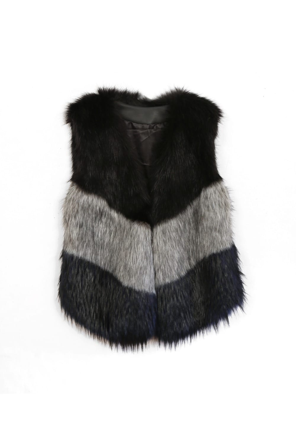 SBV-1603 Audrey Colorblock Faux Fur Vest - MiMi Wholesale